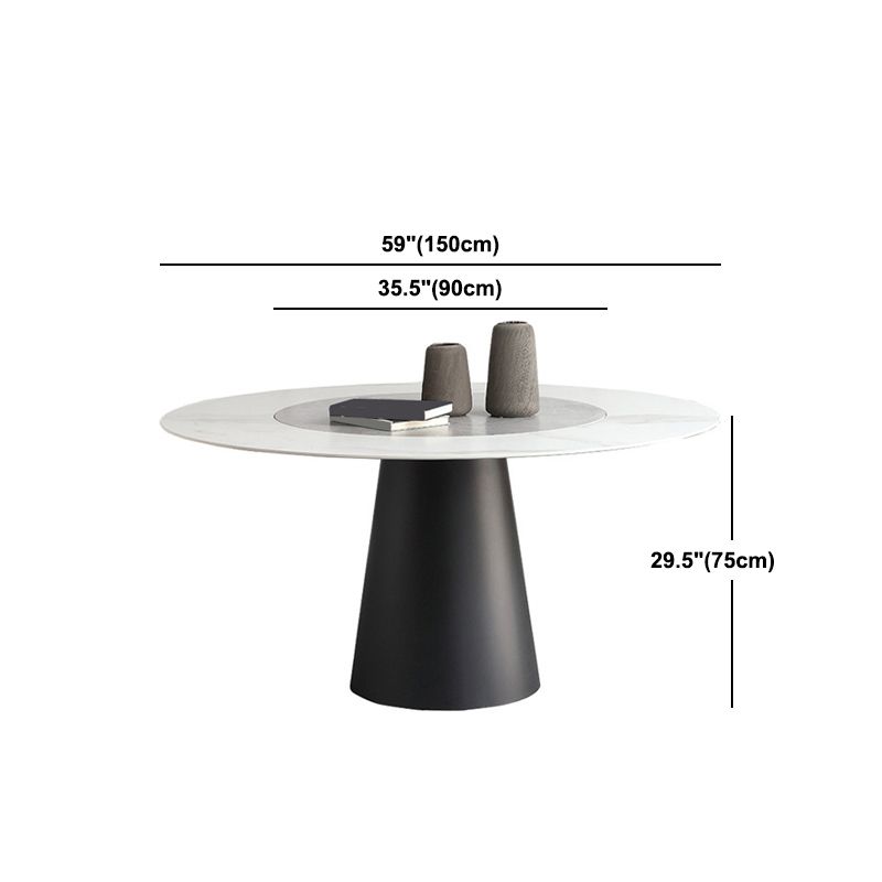 Round Sintered Stone Dining Table Modern Turntable Furniture with Steel Pedestal Base Clearhalo 'Dining Tables & Seating' 'Dining Tables' 'dining_table' 'furn' 'furn_dining_table' 'Furniture' 'Kitchen & Dining Furniture' 1200x1200_468c4e8e-3fc8-4dff-813c-de0403543831