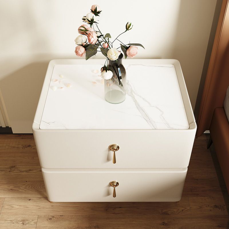 2-drawer Nightstand Contemporary Stone Night Table ,19.7" Tall Clearhalo 'Bedroom Furniture' 'furn' 'furn_night_stand' 'Furniture' 'night_stand' 'Nightstands' 1200x1200_468c733c-5482-4bdd-a309-7207c779047e