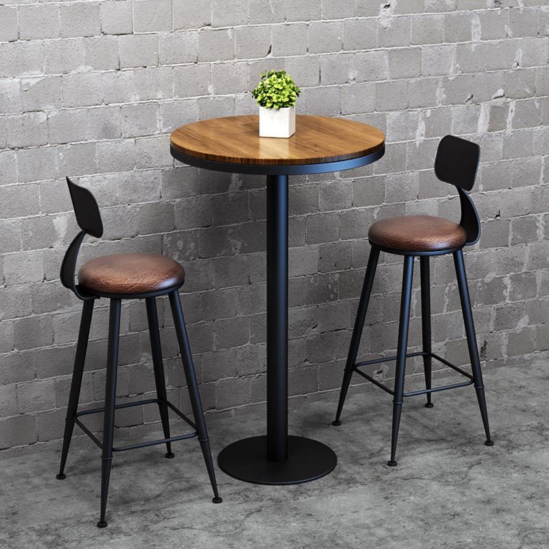 Industrial Solid Wood Bar Table Set 1/2/3/7 Pieces Counter Table with Upholstered Stools Clearhalo 'Bar Furniture' 'furn' 'furn_home_bar_bar_sets' 'Furniture' 'Home Bars & Bar Sets' 'home_bar_bar_sets' 'Kitchen & Dining Furniture' 1200x1200_468d8658-fc24-4e12-8770-ad89001042ed
