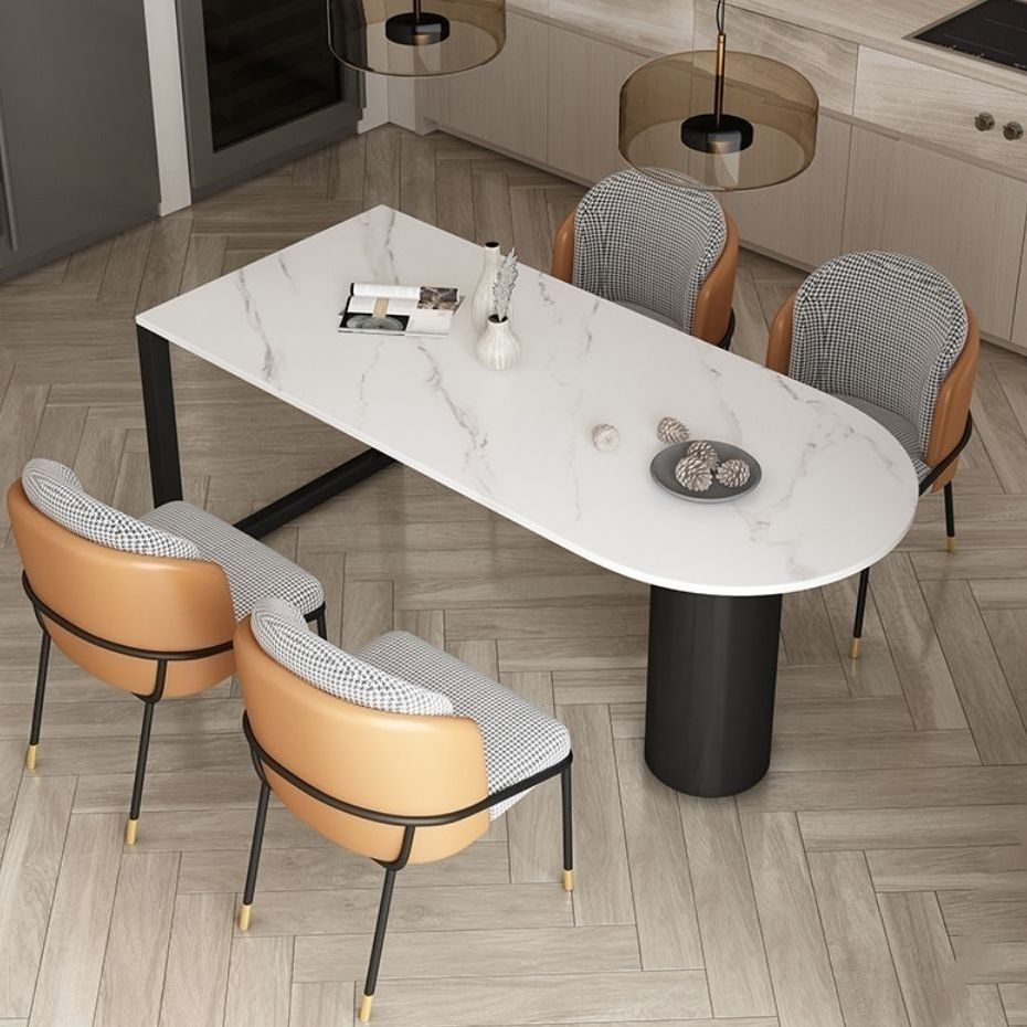 White Stone Top Dinner Room Kitchen Table Modern Metal Base Dinner Table Clearhalo 'Dining Tables & Seating' 'Dining Tables' 'dining_table' 'furn' 'furn_dining_table' 'Furniture' 'furniture_dining_table' 'Kitchen & Dining Furniture' 'kitchen' 'kitchen_dining_table' 1200x1200_468d970b-38b3-4159-b002-9a15a1cd16ec