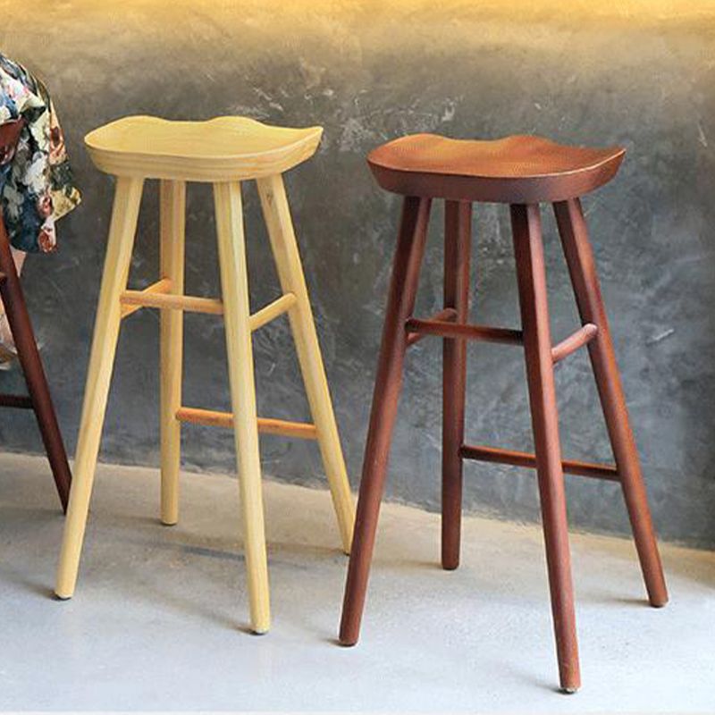 Industrial Armless Bar Stools Wood Dining Stool with Footrest Clearhalo 'Bar Furniture' 'Bar Stools' 'bar_stools' 'furn' 'furn_bar_stools' 'Furniture' 'Kitchen & Dining Furniture' 1200x1200_468d97b3-896c-4baf-a171-d538d699705f