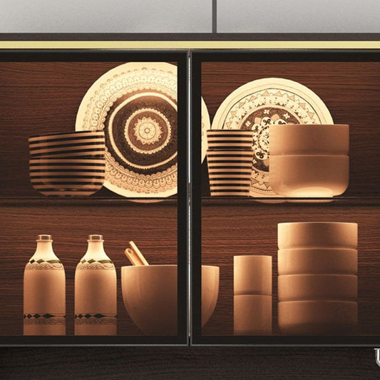 Glam -dressoir kaststeen en gemanipuleerd houten eetbuffet