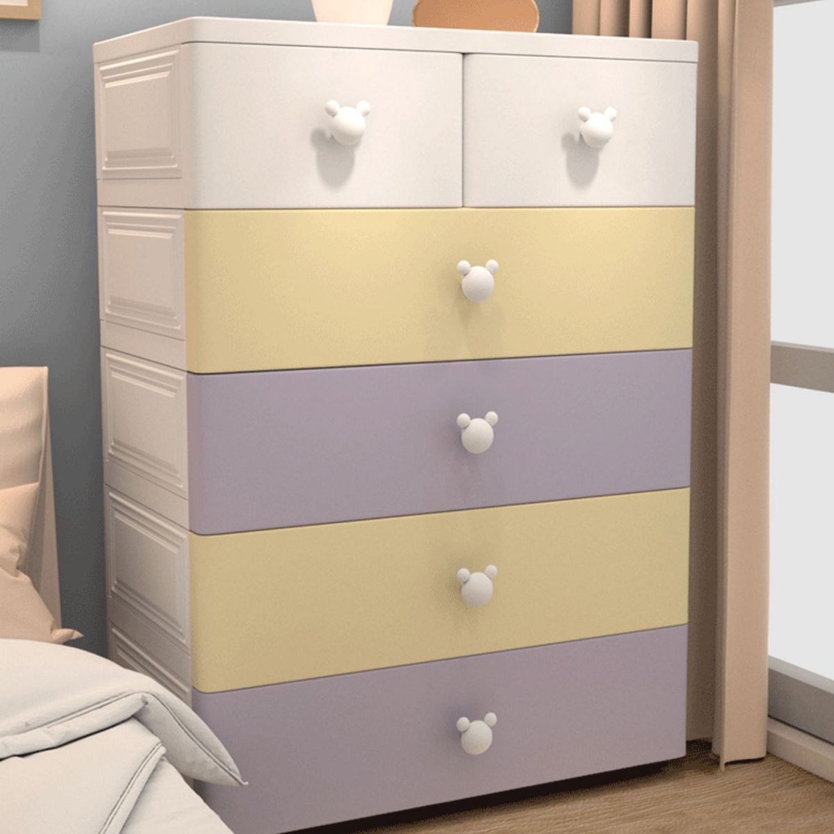 Plastic Non-Hanging Cabinet Contemporary Matte Finish Armoire