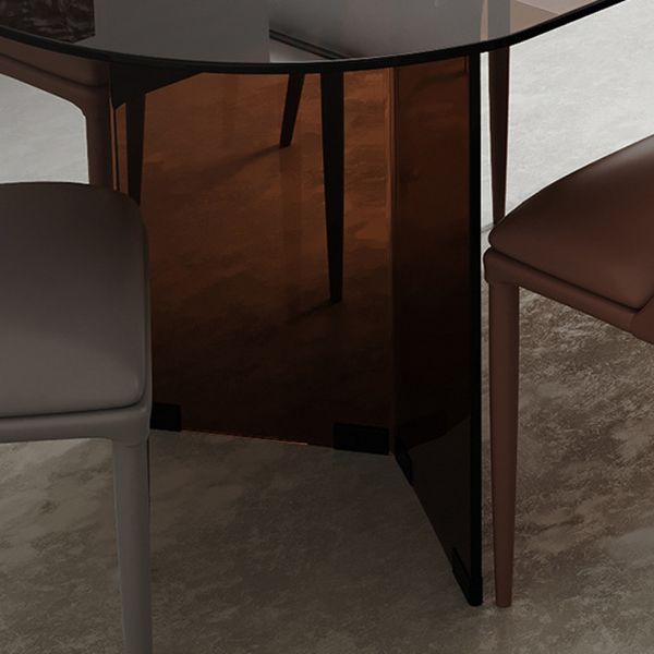 Table à manger en verre moderne avec base de piédestal double