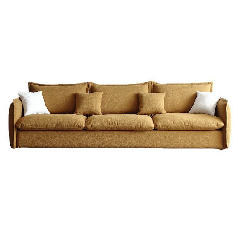 Contemporary Fabric Standard Settee Tuxedo Arm Cushions Sofa