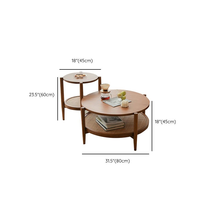 Tropical Round Cocktail Table Storage Solid Wood Coffee Cocktail Table Clearhalo 'Coffee & Accent Tables' 'Coffee Tables' 'coffee_tables' 'furn' 'furn_coffee_tables' 'Furniture' 'Living Room Furniture' 1200x1200_46941806-f585-42ec-9d63-8c7b460af95f