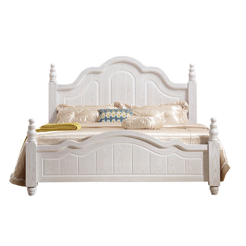84.65 inch Wide Victorian Bed Frame Solid Wood Bed with Headboard