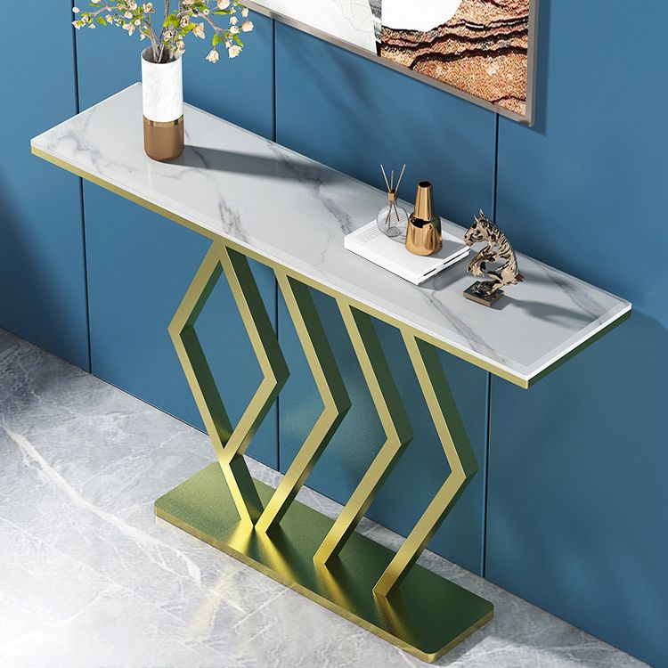 31.5-inch Tall Hall Console Table Glam Stone Accent Table with 1 Shelf Clearhalo 'Console Tables' 'console_tables' 'Entry & Mudroom Furniture' 'furn' 'furn_console_tables' 'Furniture' 1200x1200_4698a2bb-6fa0-444f-9057-97a01994181e