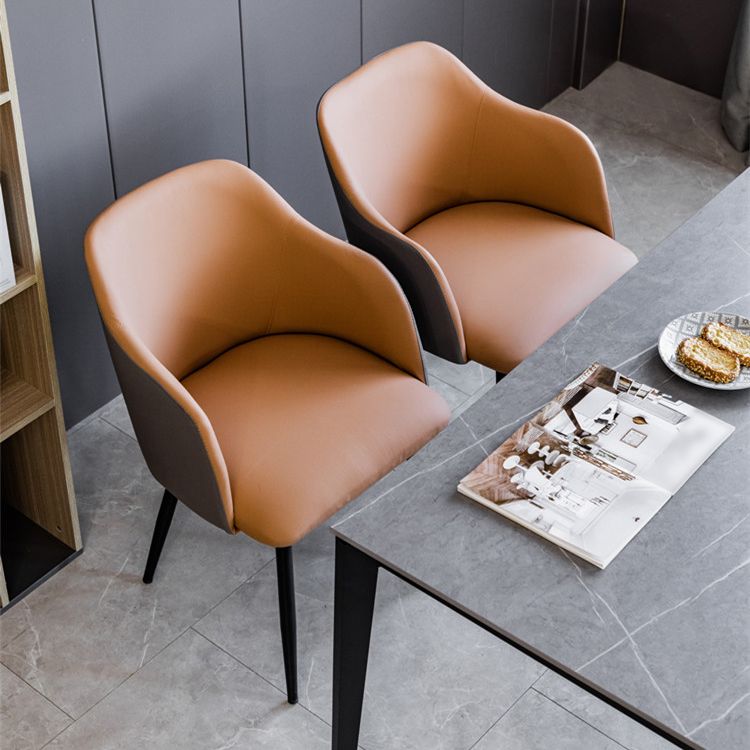 Scandinavian Home Arm Chair Parsons Back Upholstered Metal Dining Room Chair Clearhalo ' kitchen&dining_furn' 'Dining Chairs' 'Dining Tables & Seating' 'dining_chair' 'furn' 'furn_dining_chair' 'Furniture' 'furniture_dining_chair' 'Kitchen & Dining Furniture' 'kitchen' 1200x1200_469b6dd5-fbe2-44ff-8c15-d68822e953a1