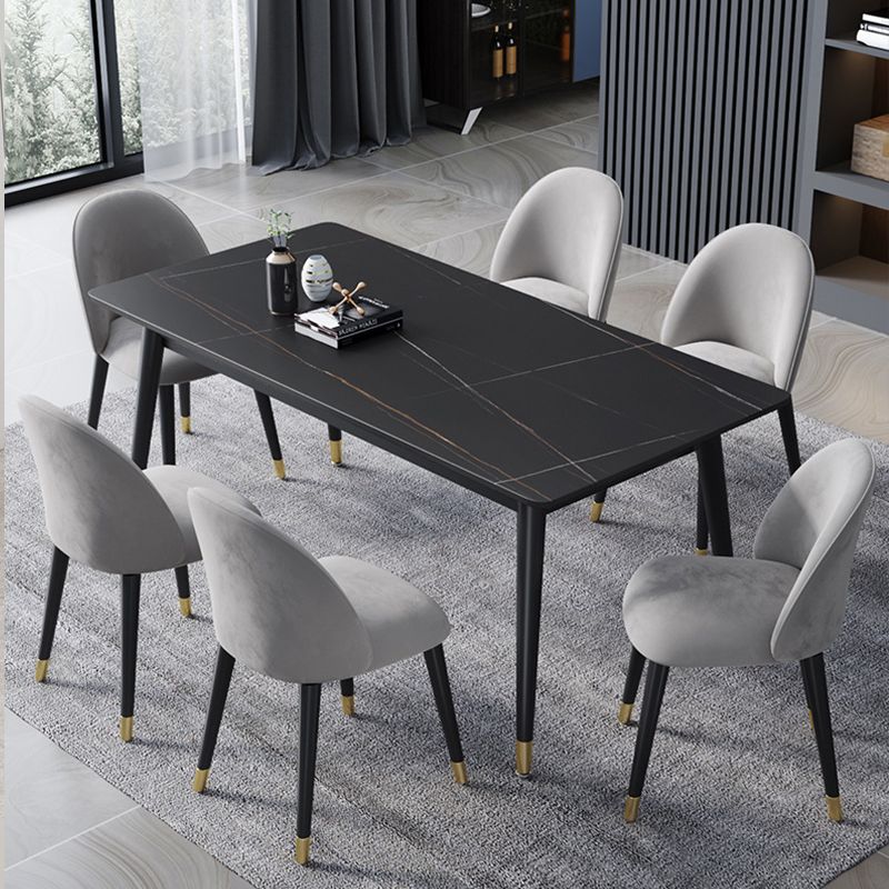 Stone Modern Rectangle Dining Table Matte Finish 4 Legs Table for Home Clearhalo ' dining_table' 'Dining Tables & Seating' 'Dining Tables' 'furn' 'furn_dining_table' 'Furniture' 'furniture_dining_table' 'Kitchen & Dining Furniture' 'kitchen&dining_furn' 'kitchen' 'kitchen_dining_table' 1200x1200_469c6460-759a-4460-9c17-95de8d899f9b