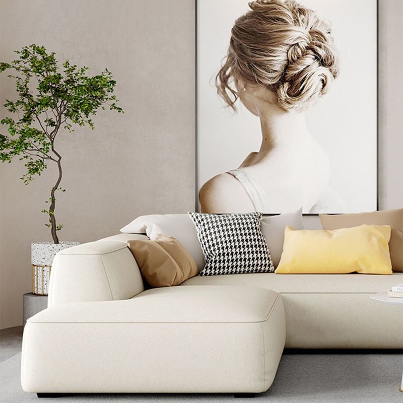 Contemporary Faux Leather Sofa 102.36" W Recessed Arm Sofa with Chaise