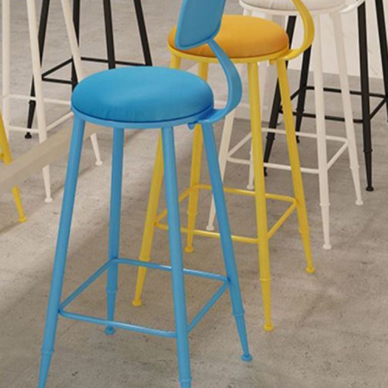 Nordic Armless Backrest Counter Stool Iron Bar Stool with Cushion and Pedal for Cafe Clearhalo 'Bar Furniture' 'Bar Stools' 'bar_stools' 'furn' 'furn_bar_stools' 'Furniture' 'Kitchen & Dining Furniture' 1200x1200_469ed726-499e-40d2-b70f-f4dd80e0cf92