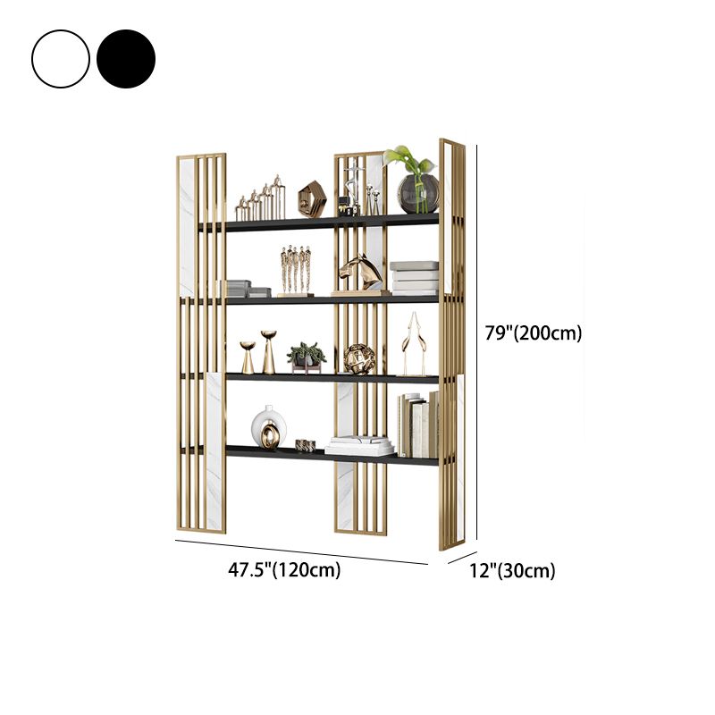 12 "W Open opslag boekenkast goud metalen frame boekenplank met planken