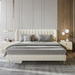 Echt lederen gestoffeerd bedframe crème crème low wingback bed