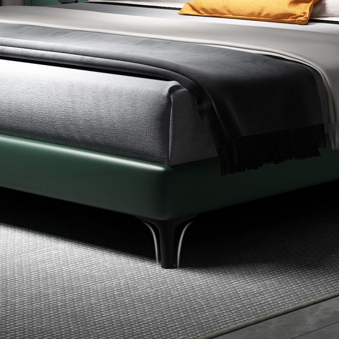 Scandinavian Wooden Panel Bed Green Genuine Leather Standard Bed Clearhalo 'Bedroom Furniture' 'Beds' 'furn' 'furn_beds' 'Furniture' 1200x1200_46a26eb5-118a-4211-9ab3-2dc36e993792