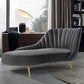 Glam Cushioned Chaise Lounge Velvet Chaise with Flared Arms for Bedroom and Living Room