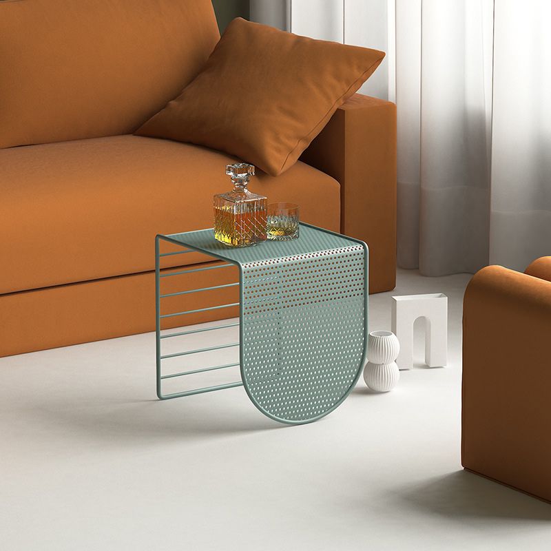 Mid-Century Modern Square Coffee Table with Iron Top and Iron Base