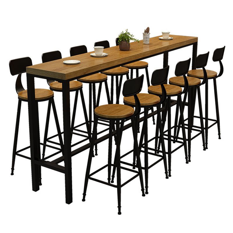 Pine Wood Bar Dining Table Industrial Bar Dining Table with Trestle Base in Black Clearhalo 'Bar Furniture' 'Bar Tables' 'bar_tables' 'furn' 'furn_bar_tables' 'Furniture' 'furniture_bar_tables' 'Kitchen & Dining Furniture' 1200x1200_46a3be92-f811-49c3-9063-d3b7b203539d