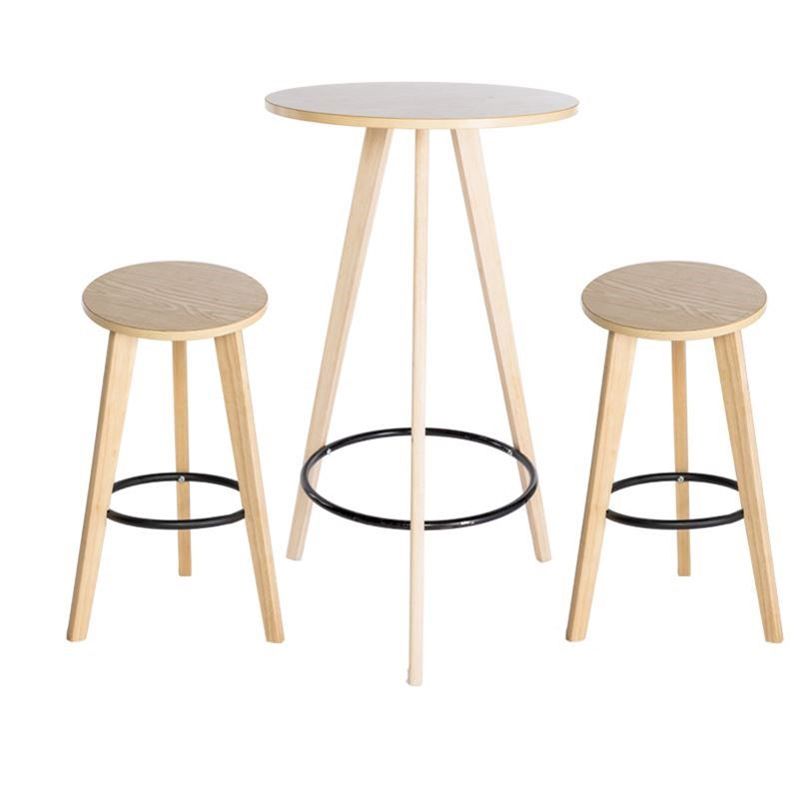 Industrial Natural Wood Bar Table 23.6"W Round Top Bistro Table for Cafe Clearhalo 'Bar Furniture' 'Bar Tables' 'bar_tables' 'furn' 'furn_bar_tables' 'Furniture' 'furniture_bar_tables' 'Kitchen & Dining Furniture' 'kitchen&dining_furn' 'kitchen' 1200x1200_46a52da8-b095-4486-b172-b1182d51dba6