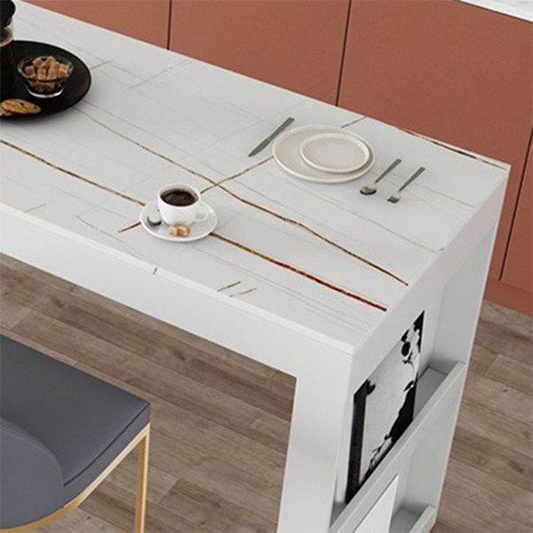 Juego de mesa de bar Glam de piedra sinterizada de 1/2/3 piezas, mesa de bar rectangular con patas de metal