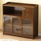Contemporary Brown Bamboo Buffet Table Open Storage Side Board with 2-Drawer