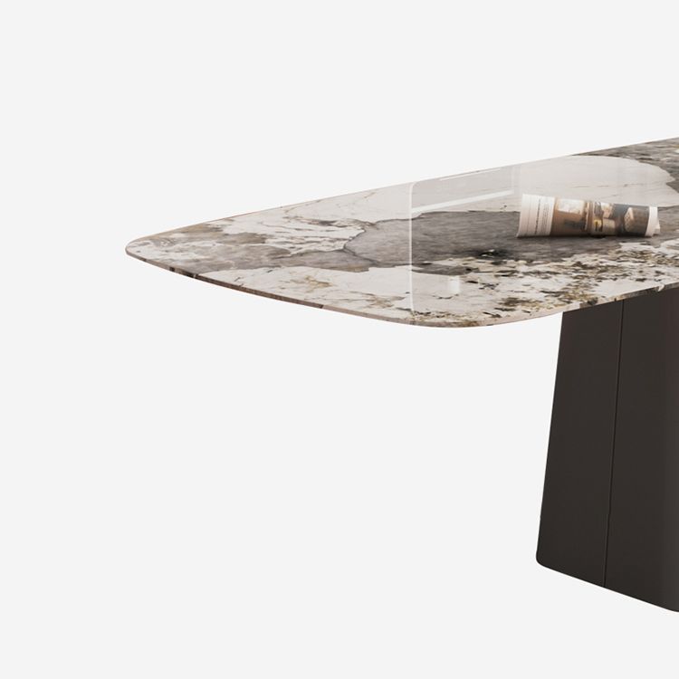 Modern Sintered Stone Table Set of 5/7 with Rectangle Table Dining Set with Orange PU Leather Chairs Clearhalo 'Dining Room Sets' 'Dining Tables & Seating' 'dining_room_set' 'furn' 'furn_dining_room_set' 'Furniture' 'furniture_dining_room_set' 'Kitchen & Dining Furniture' 'kitchen&dining_furn' 'kitchen' 1200x1200_46aba0c2-c081-43b8-83ef-8527ab8ba4e8