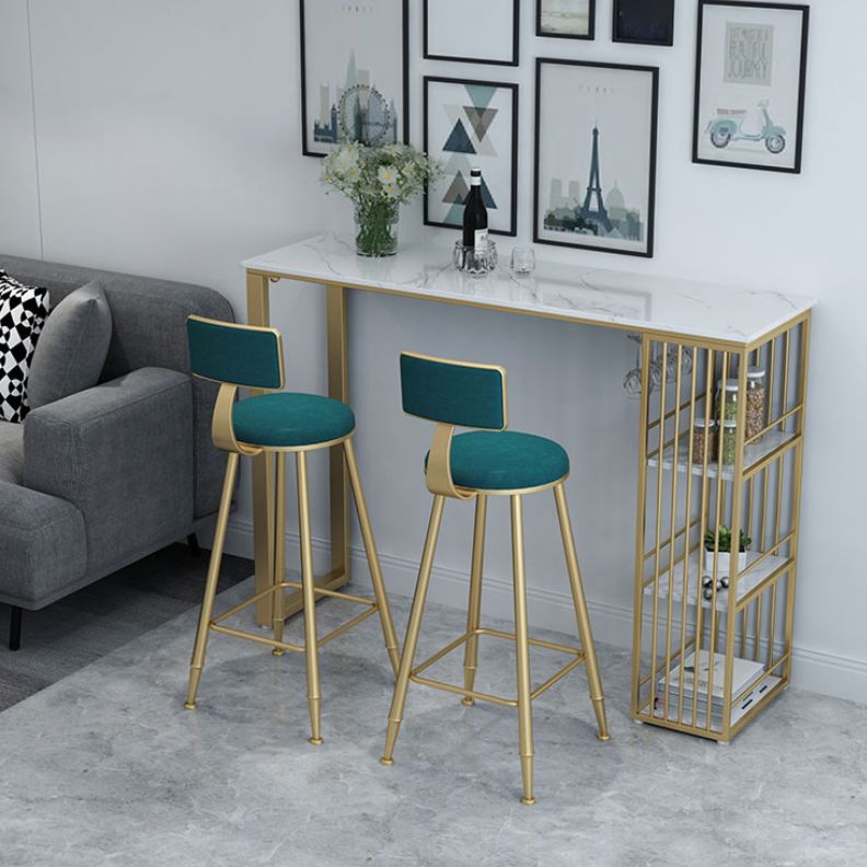 Glam White Marble Bar Dining Table Rectangle Indoor Bistro Table with Shelve Clearhalo 'Bar Furniture' 'Bar Tables' 'bar_tables' 'furn' 'furn_bar_tables' 'Furniture' 'furniture_bar_tables' 'Kitchen & Dining Furniture' 'kitchen&dining_furn' 'kitchen' 1200x1200_46abd086-0fbf-406f-b5d3-9ffa28cd3da3