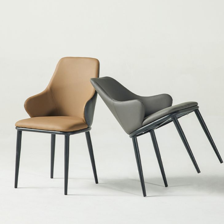 Contemporary Restaurant Leather Armchair Matte Finish Parsons Dining Chair Clearhalo ' kitchen&dining_furn' 'Dining Chairs' 'Dining Tables & Seating' 'dining_chair' 'furn' 'furn_dining_chair' 'Furniture' 'furniture_dining_chair' 'Kitchen & Dining Furniture' 'kitchen' 1200x1200_46ac590c-0565-48bc-bdc6-206bc09aaeb4