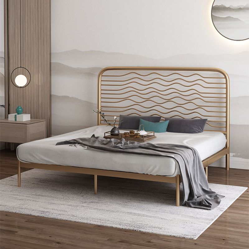 Glam Metallic Standard Bed, Beveled Open-Frame Headboard Bed Frame Clearhalo 'Bedroom Furniture' 'Beds' 'furn' 'furn_beds' 'Furniture' 1200x1200_46ac82a7-bbf8-4010-88f2-9b0f5a495de7