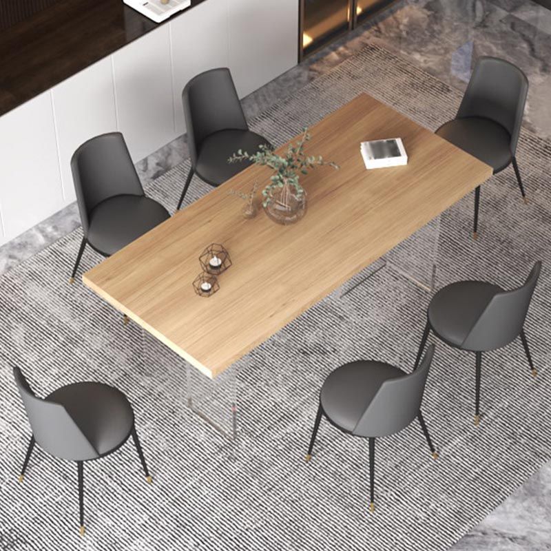 Contemporary Natural Wood Table Home Rectangle Dining Table with Double Pedestal Clearhalo 'Dining Tables & Seating' 'Dining Tables' 'dining_table' 'furn' 'furn_dining_table' 'Furniture' 'furniture_dining_table' 'Kitchen & Dining Furniture' 'kitchen' 'kitchen_dining_table' 1200x1200_46ae06b9-98a7-49bb-937b-a48818b07358