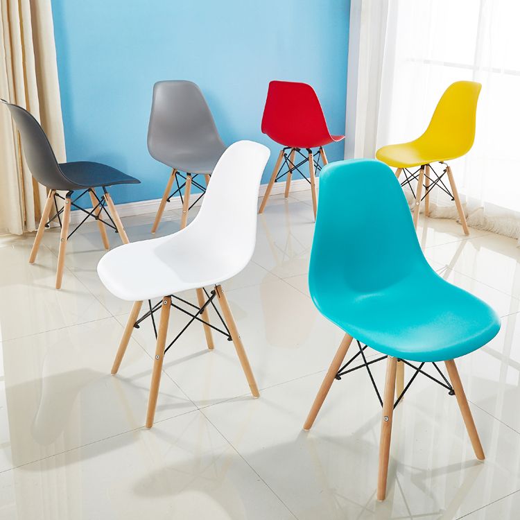 Armless Dining Chairs Eames Side Dining Chairs with Wood Legs (Set of 4) Clearhalo ' kitchen&dining_furn' 'Dining Chairs' 'Dining Tables & Seating' 'dining_chair' 'Furniture' 'furniture_dining_chair' 'Kitchen & Dining Furniture' 'kitchen' 1200x1200_46afed2b-0e84-4a37-b647-e4962946c6a4
