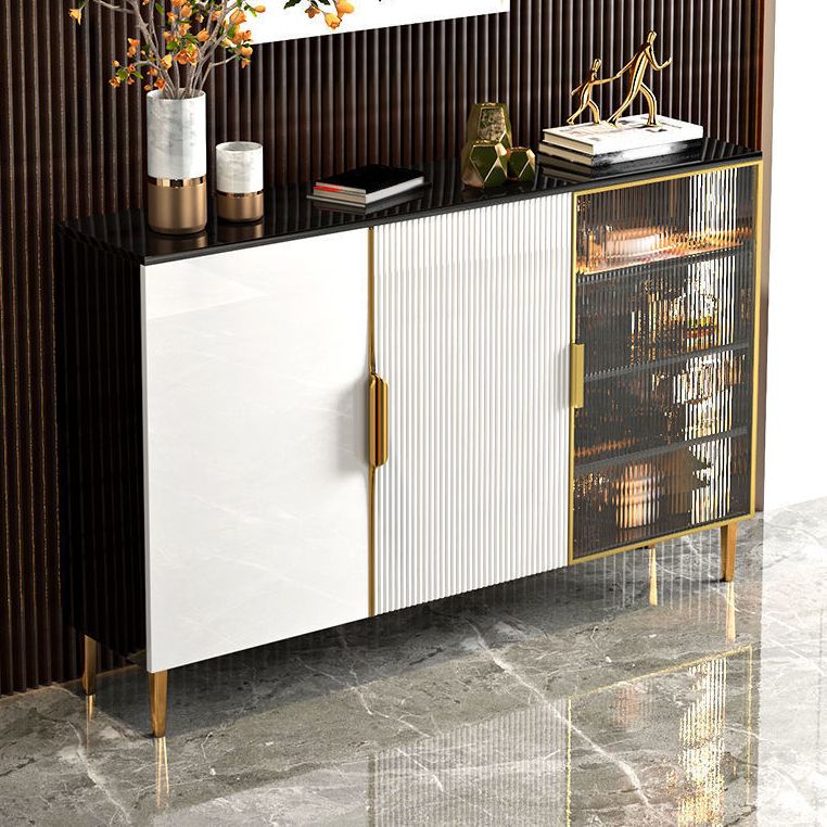 Porte in vetro in legno in stile glam Credenza a buffet con armadi