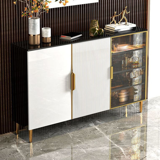 Porte in vetro in legno in stile glam Credenza a buffet con armadi