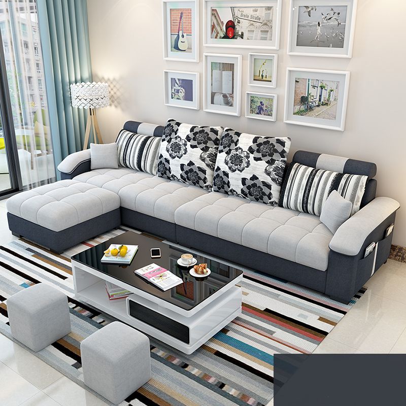 106.3" W √ó 57.09" D √ó 35.43" H Sloped Arms Sectional with Storage and Slipcovered