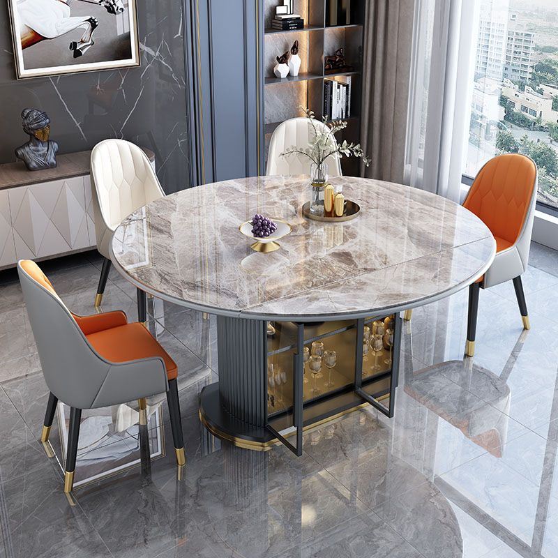 Glam Home Extendable Dining Table Sintered Stone Pedestal Table with Drawers Clearhalo 'Dining Tables & Seating' 'Dining Tables' 'dining_table' 'furn' 'furn_dining_table' 'Furniture' 'furniture_dining_table' 'Kitchen & Dining Furniture' 'kitchen' 'kitchen_dining_table' 1200x1200_46b493c9-be4d-43c1-986c-a8a113981a12