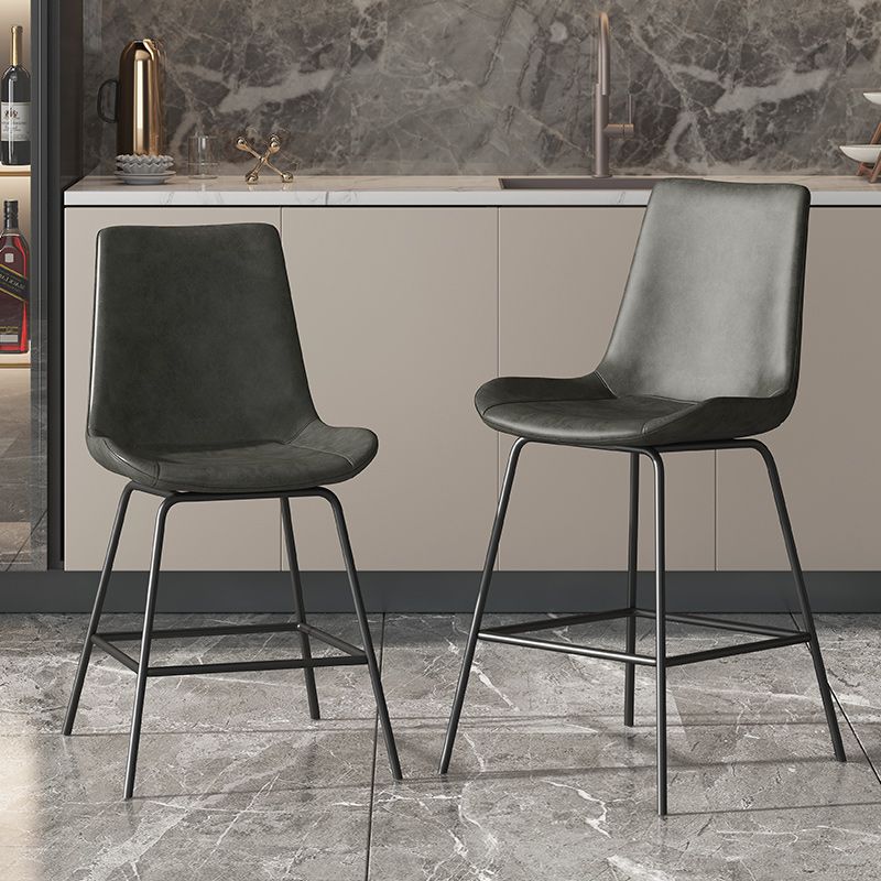 Leather Contemporary Counter & Bar Stools Matte Finish Indoor Stools with Metal Frame Clearhalo 'Bar Furniture' 'Bar Stools' 'bar_stools' 'furn' 'furn_bar_stools' 'Furniture' 'Kitchen & Dining Furniture' 1200x1200_46b75dc2-8301-498b-9ebe-123deff493f9