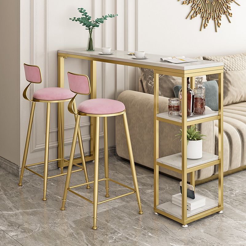 Stone Bar Dining Table Glam Style Rectangle Bar Table with Double Pedestal for Balcony Clearhalo 'Bar Furniture' 'Bar Tables' 'bar_tables' 'furn' 'furn_bar_tables' 'Furniture' 'Kitchen & Dining Furniture' 1200x1200_46b86c99-e00a-48fb-bca9-867ddfd73a40