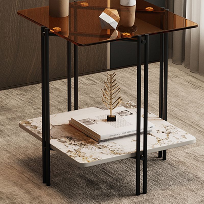 Tabla de esquina cuadrada moderna 4 Pats Table lateral con almacenamiento