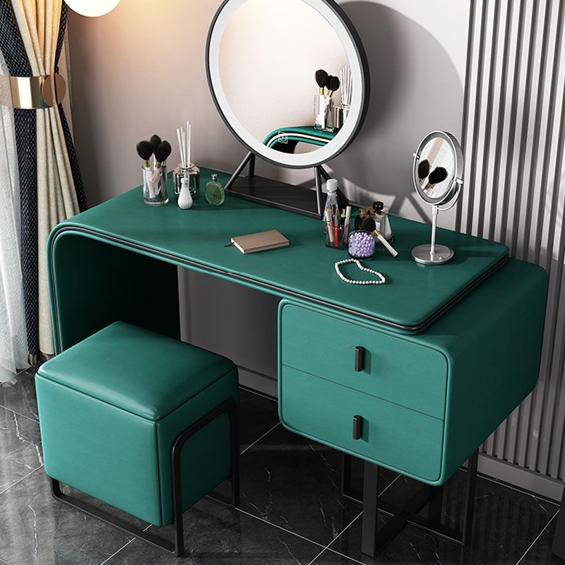 Vanité de maquillage de 20,47 "avec 2 tiroirs de rangement en faux cuir commode