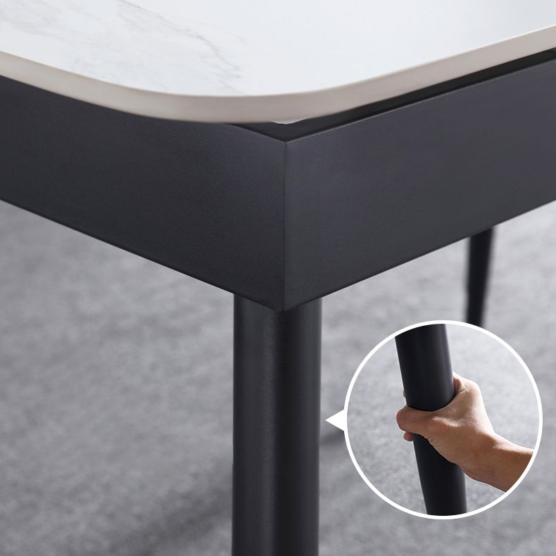 4-foot Stone Dinner Table Industrial Style Rectangle Dining Table for Home Clearhalo ' dining_table' 'Dining Tables & Seating' 'Dining Tables' 'furn' 'furn_dining_table' 'Furniture' 'furniture_dining_table' 'Kitchen & Dining Furniture' 'kitchen&dining_furn' 'kitchen' 'kitchen_dining_table' 1200x1200_46bbb3cd-c252-4cf5-93ae-692e87977aa5