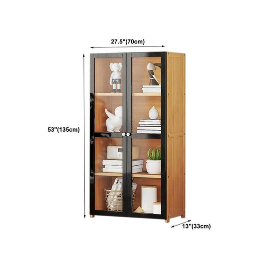 モダンなスタイルの本棚竹の閉じた本棚ホームオフィスのドア付きの本棚