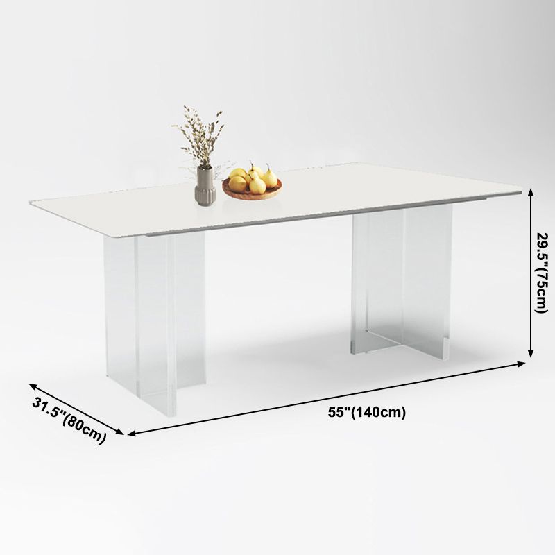 Acrylic Contemporary Rectangular Dining Table Sintered Stone Table with Acrylic base Clearhalo ' dining_table' 'Dining Tables & Seating' 'Dining Tables' 'furn' 'furn_dining_table' 'Furniture' 'furniture_dining_table' 'Kitchen & Dining Furniture' 'kitchen&dining_furn' 'kitchen' 'kitchen_dining_table' 1200x1200_46bd04c8-c189-4bd3-ab8f-819af17ce7f5