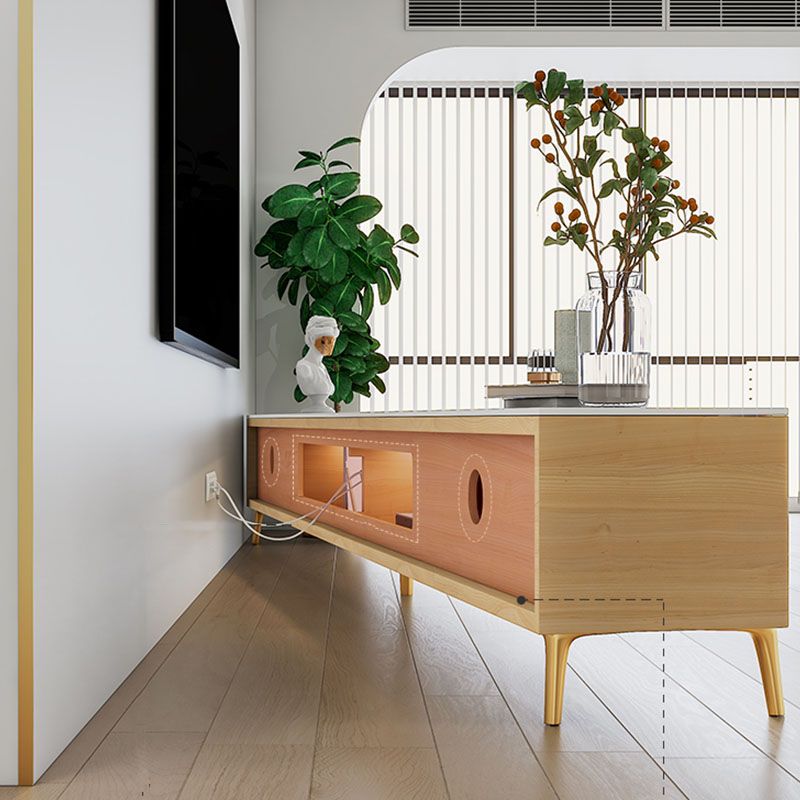 17.13 "H TV STAND Glam Store Almacenamiento de almacenamiento de TV blanco con cajones