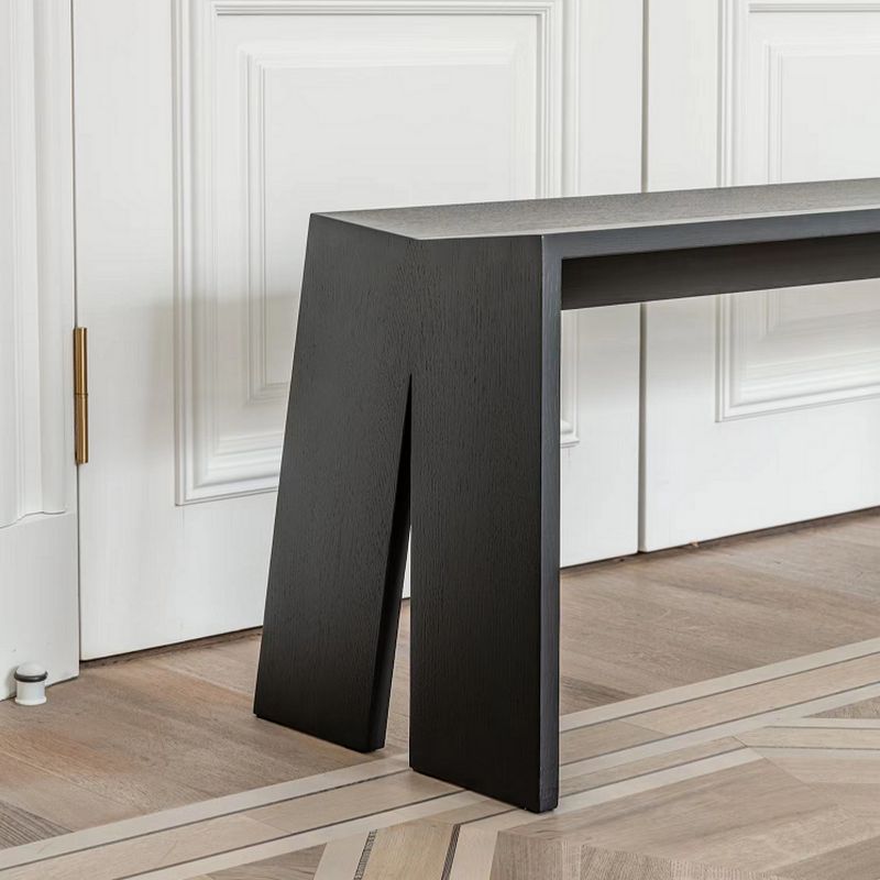 Modern Pine Wood Bench Black Seating Bench with Double Pedestal Clearhalo 'Benches' 'Chairs & Seating' 'furn' 'furn_benches' 'Furniture' 'Living Room Furniture' 1200x1200_46bde899-a094-439e-a61b-e1c1ea73d429