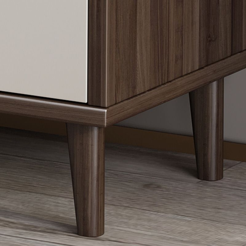 Sideboard di vetro contemporanea in pietra e sideboard in legno in noce e bianco