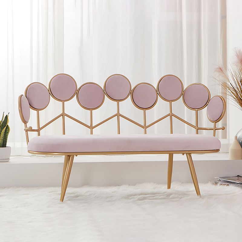 Modern Velvet 2-seater Sofa Metal Sloped Settee for Apartment