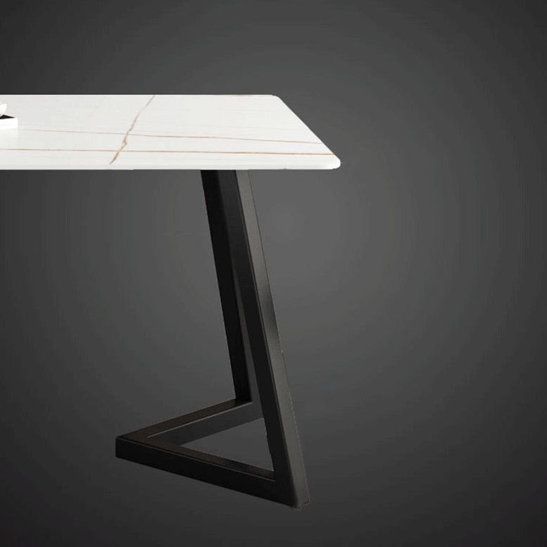 Simplicity Dining Table Rectangular Sintered Stone Table with Metallic Base Clearhalo ' dining_table' 'Dining Tables & Seating' 'Dining Tables' 'furn' 'furn_dining_table' 'Furniture' 'furniture_dining_table' 'Kitchen & Dining Furniture' 'kitchen&dining_furn' 'kitchen' 'kitchen_dining_table' 1200x1200_46c5ea43-4665-4d66-9427-b07692f0261d