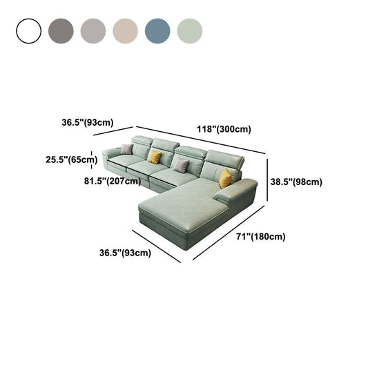 Faux Leather Cushion Back Sectional with Pillow Top Arm for Four People Clearhalo 'Furniture' 'furniture_sectionals' 'Living Room Furniture' 'Sectionals' 1200x1200_46c76129-b8f0-4d0a-b56b-01e3a7515a07