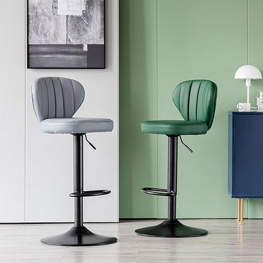 Contemporary Leather Swivel Barstool Indoor Bar Stool with Iron Legs and Low Back Clearhalo 'Bar Furniture' 'Bar Stools' 'bar_stools' 'furn' 'furn_bar_stools' 'Furniture' 'furniture_bar_stools' 'Kitchen & Dining Furniture' 1200x1200_46c8bec9-7be5-42e5-9d14-4a64615eb5fe