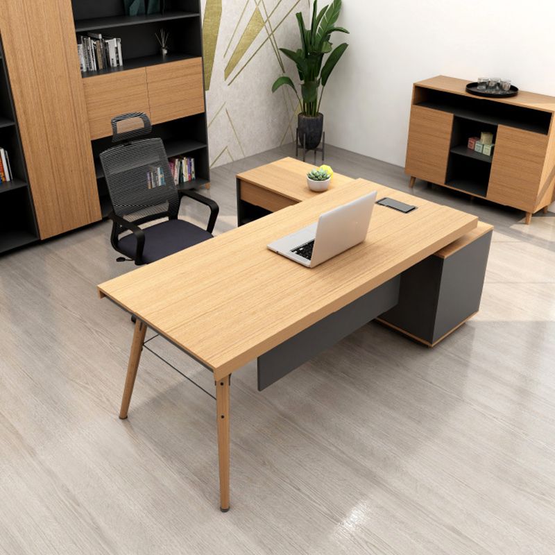 Contemporary Natural Office Desk Pedestal L-Shape Executive Desk for Office Clearhalo 'furn' 'furn_office_desk' 'Furniture' 'Office Desks' 'Office Furniture' 'office_desk' 1200x1200_46c908cd-0328-4adf-be87-780218e601a5